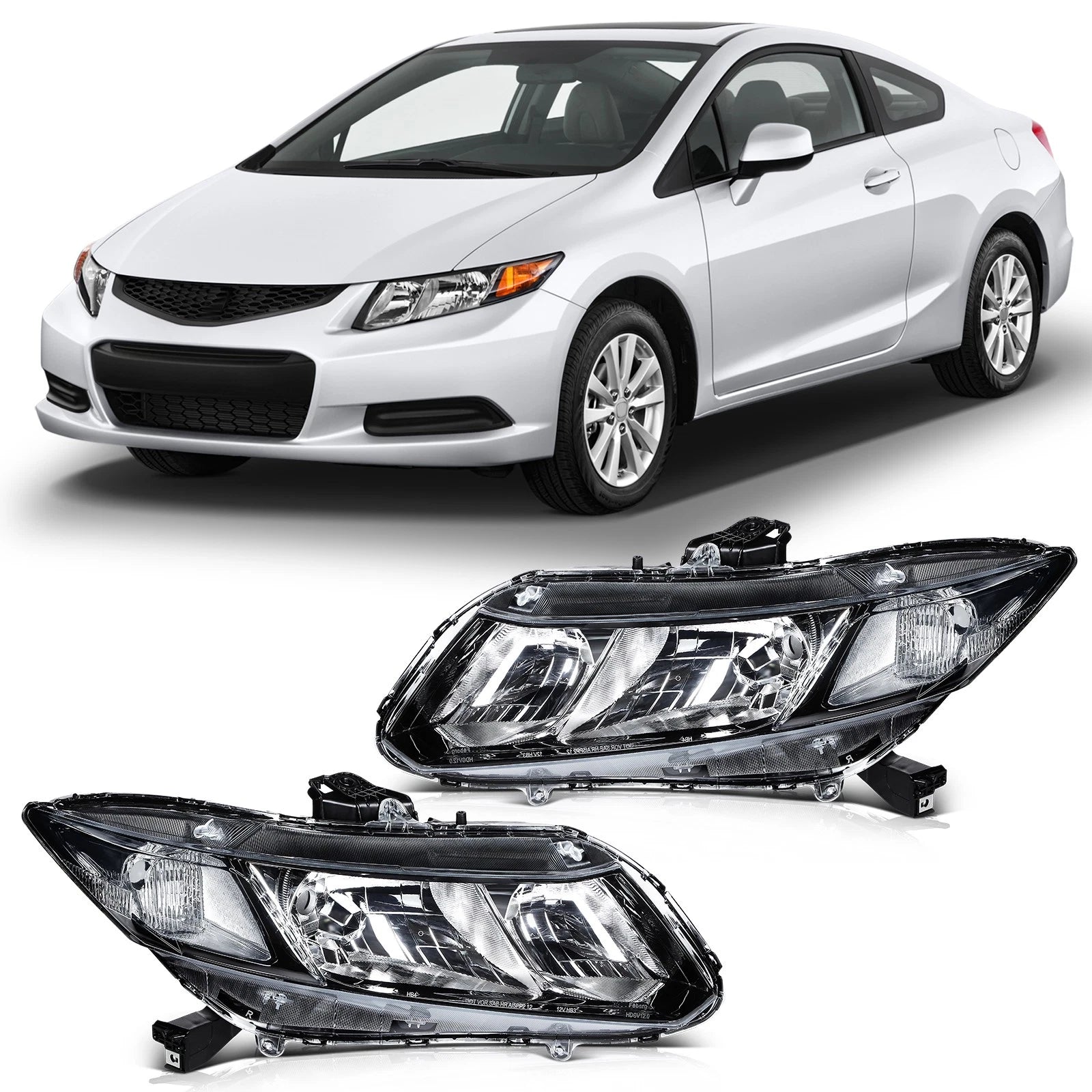 Pair Headlight Assembly for Honda Civic (2012–2015)