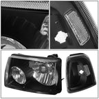 Set of 2 Black Housing Clear Corner Bumper Headlights for Ford Ranger (2001–2011)