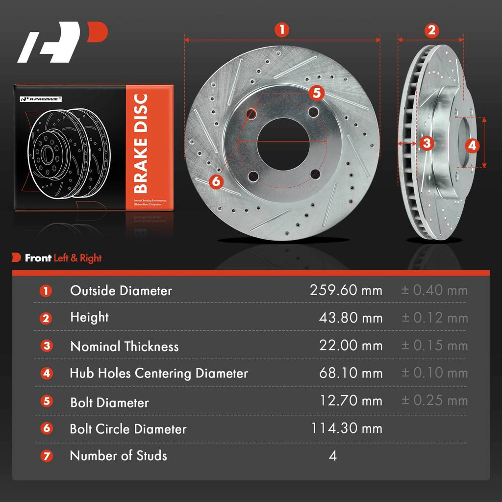 Front Drilled Brake Rotors for Nissan Versa (2009-2011)