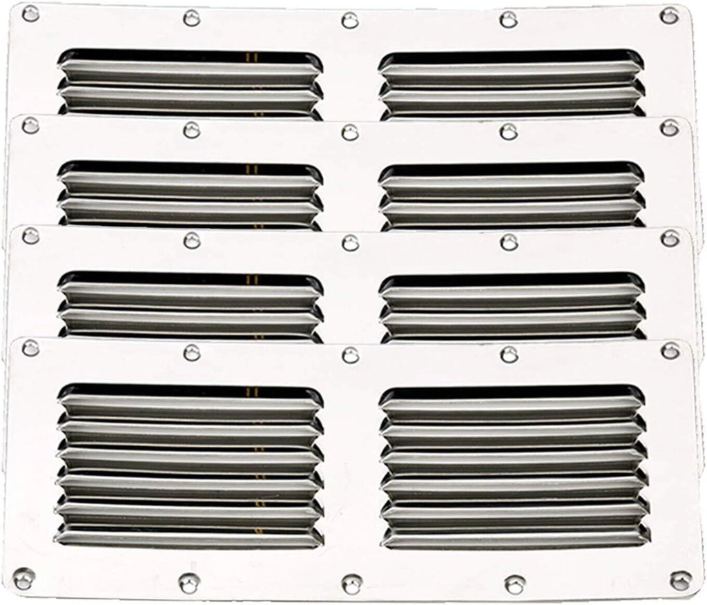 4X Stainless Steel Louvered Vent Grill Cover 4.5" X 9" for Automotive