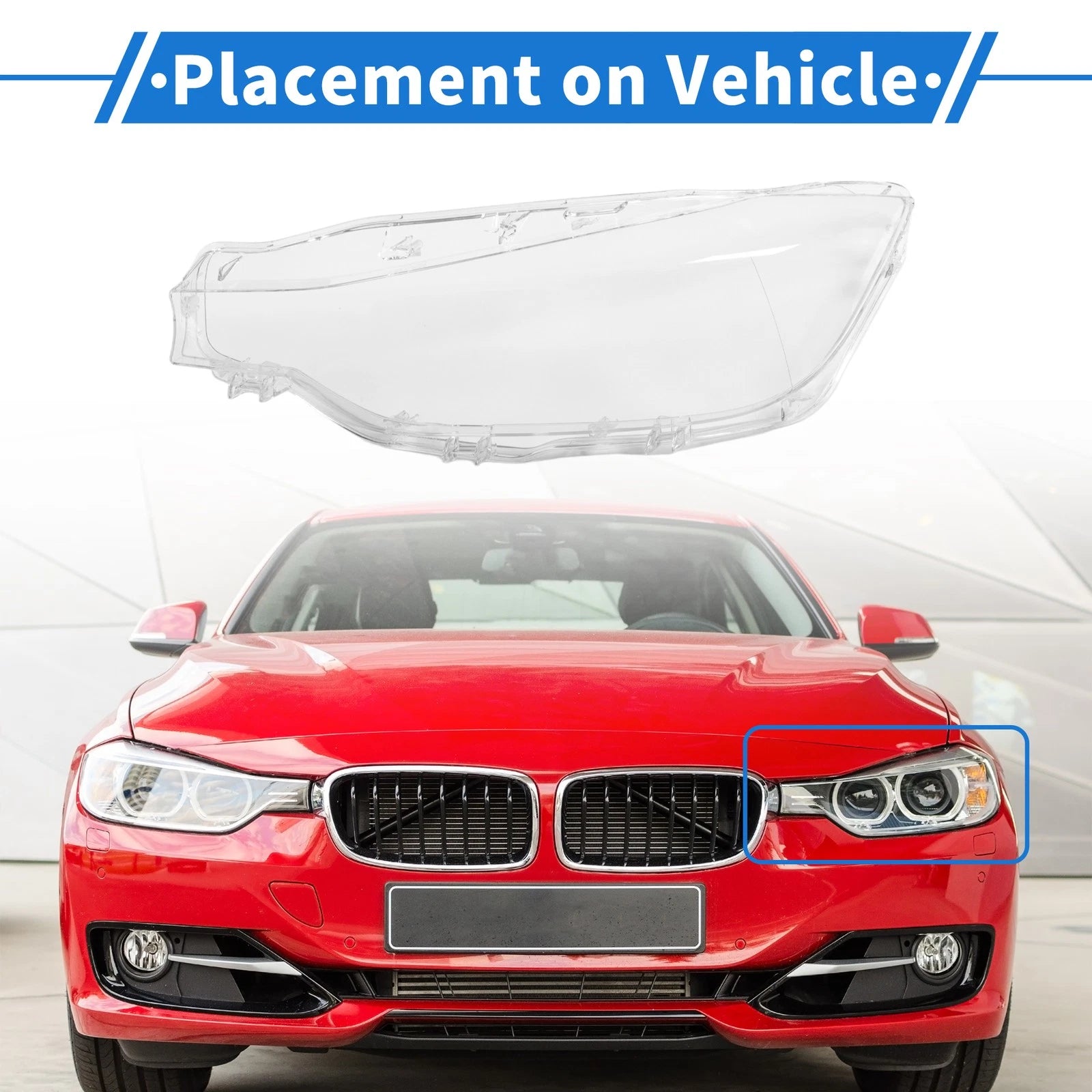 1 Pc Headlight Lens Cover for BMW 3 Series F30 (2012–2019) No. 63117419621