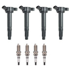 Set of 4 Ignition Coils + 4 Spark Plugs for Toyota Camry RAV4 (2010–2017)