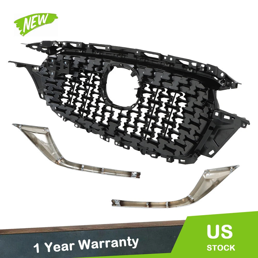 Front Upper Grille for Mazda CX-5 (2022–2023) Glossy Black + Chrome Trim