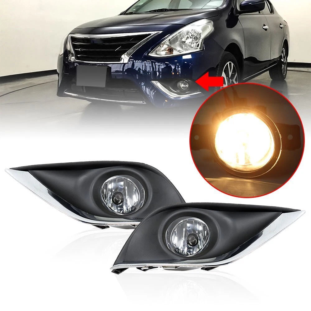 Set of 2 Fog Lamps Assembly for Nissan Versa (2015–2018) with Switch Bulbs