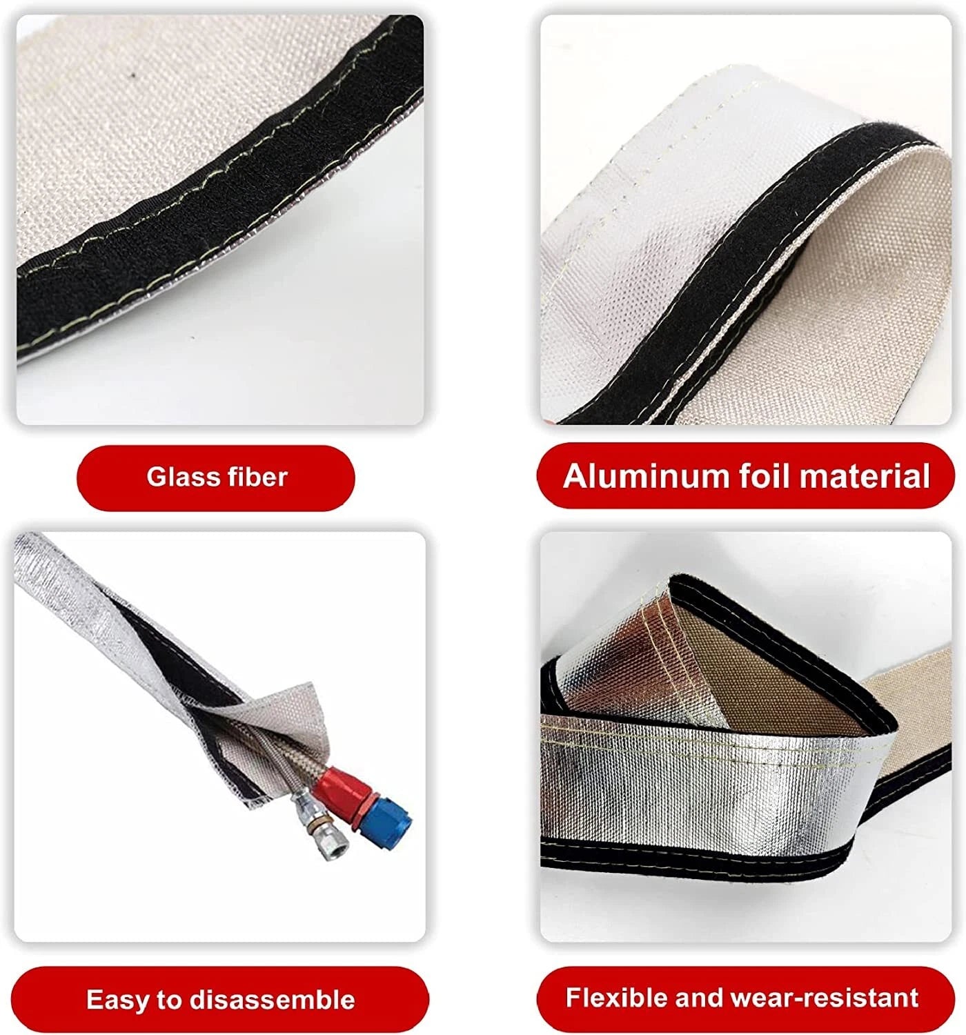3FT Aluminized Heat Shield Sleeve for Fuel Line Wire for Universal (2020-2025)