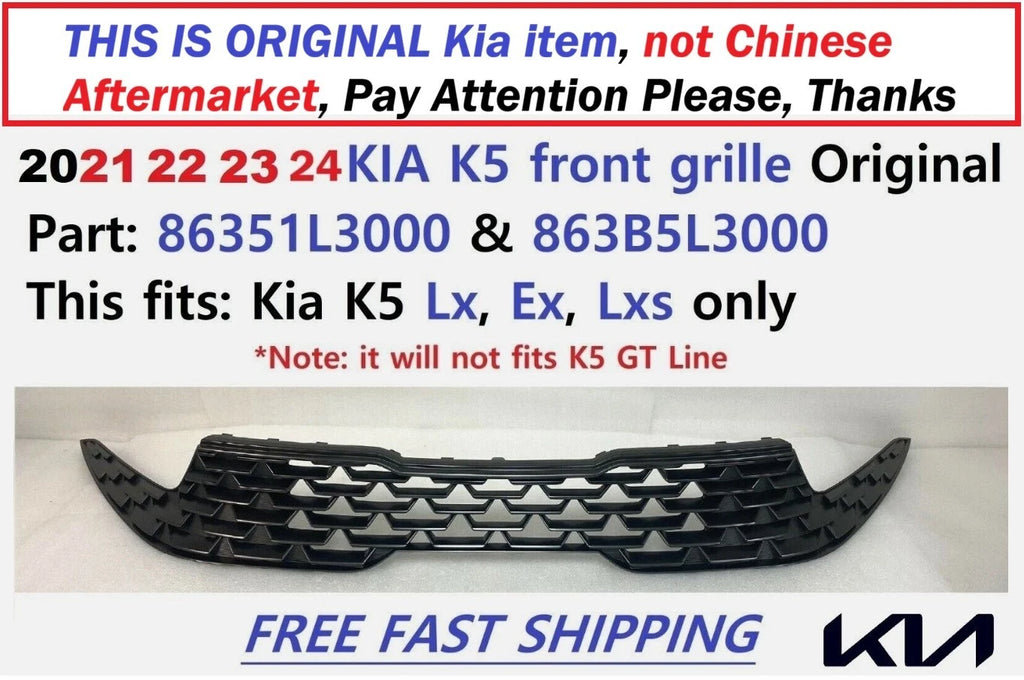Front Grille for Kia K5 (2021–2024) 86351L3000 863B5L3000