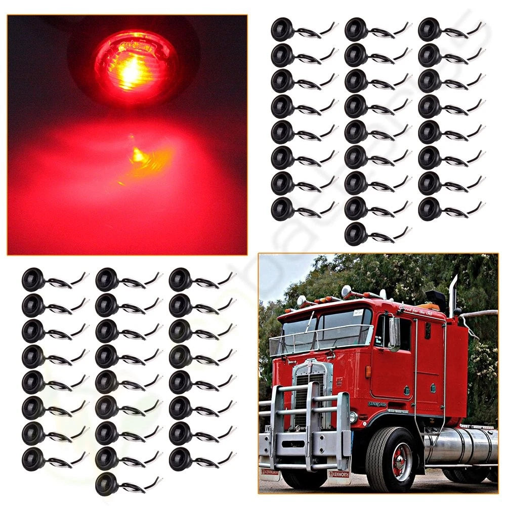 50x 3/4" Red LED Side Marker Clearance Light for Jeep RV Trailer (N/A)