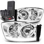 LED DRL Chrome/Clear Turn Signal Headlight for Dodge Ram 1500 (2006–2009)