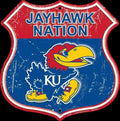 12" Embossed Metal Sign for Kansas Jayhawk Nation (Man Cave)