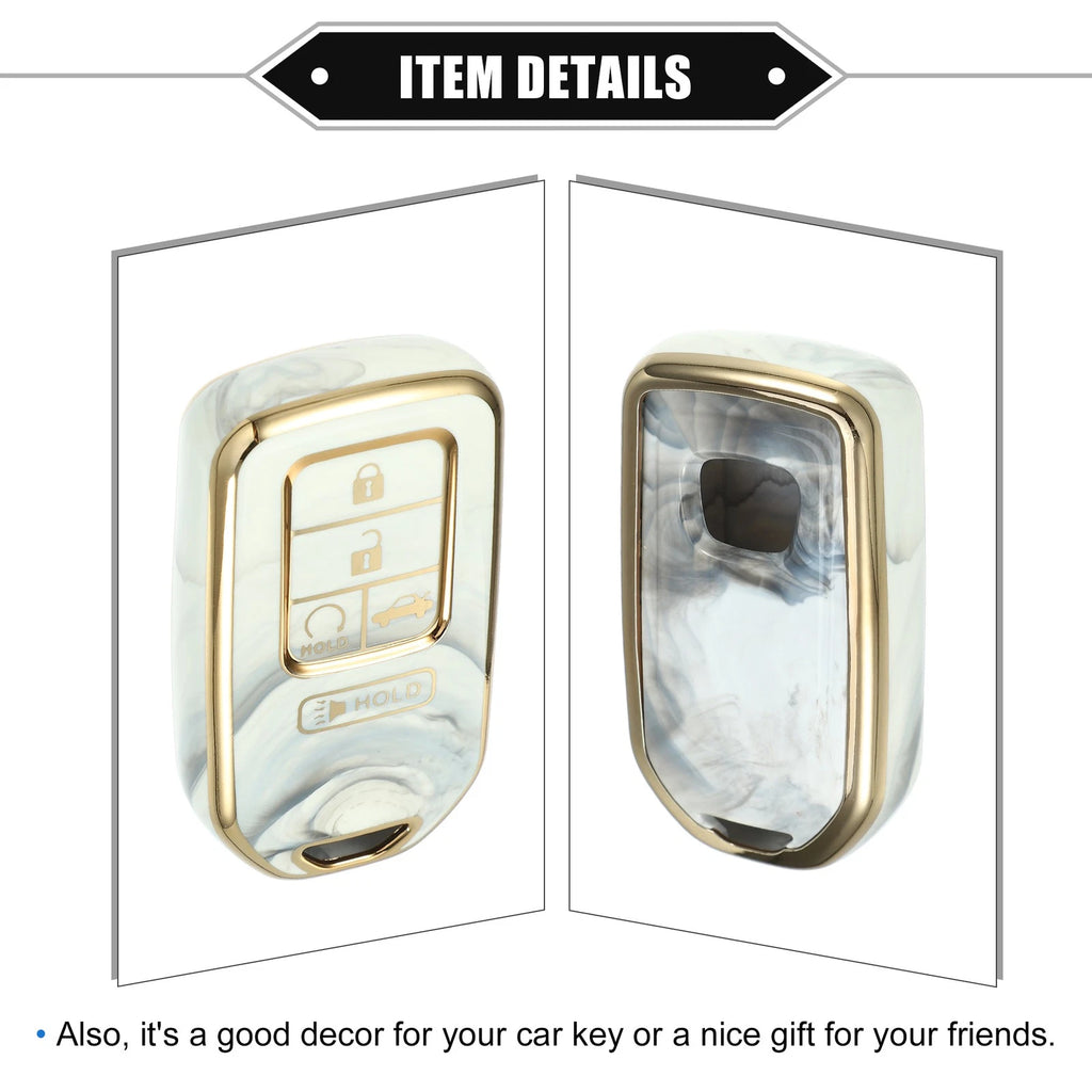Key Fob Cover for Honda Accord (2018–2023) 5 Button TPU Gray Porcelain Pattern