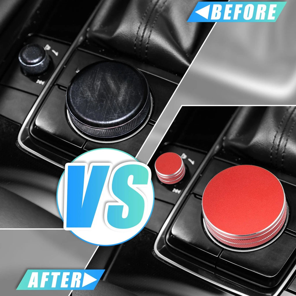 2X Multimedia Volume Knob Caps Decals for Mazda 6 (2013–2021) Red