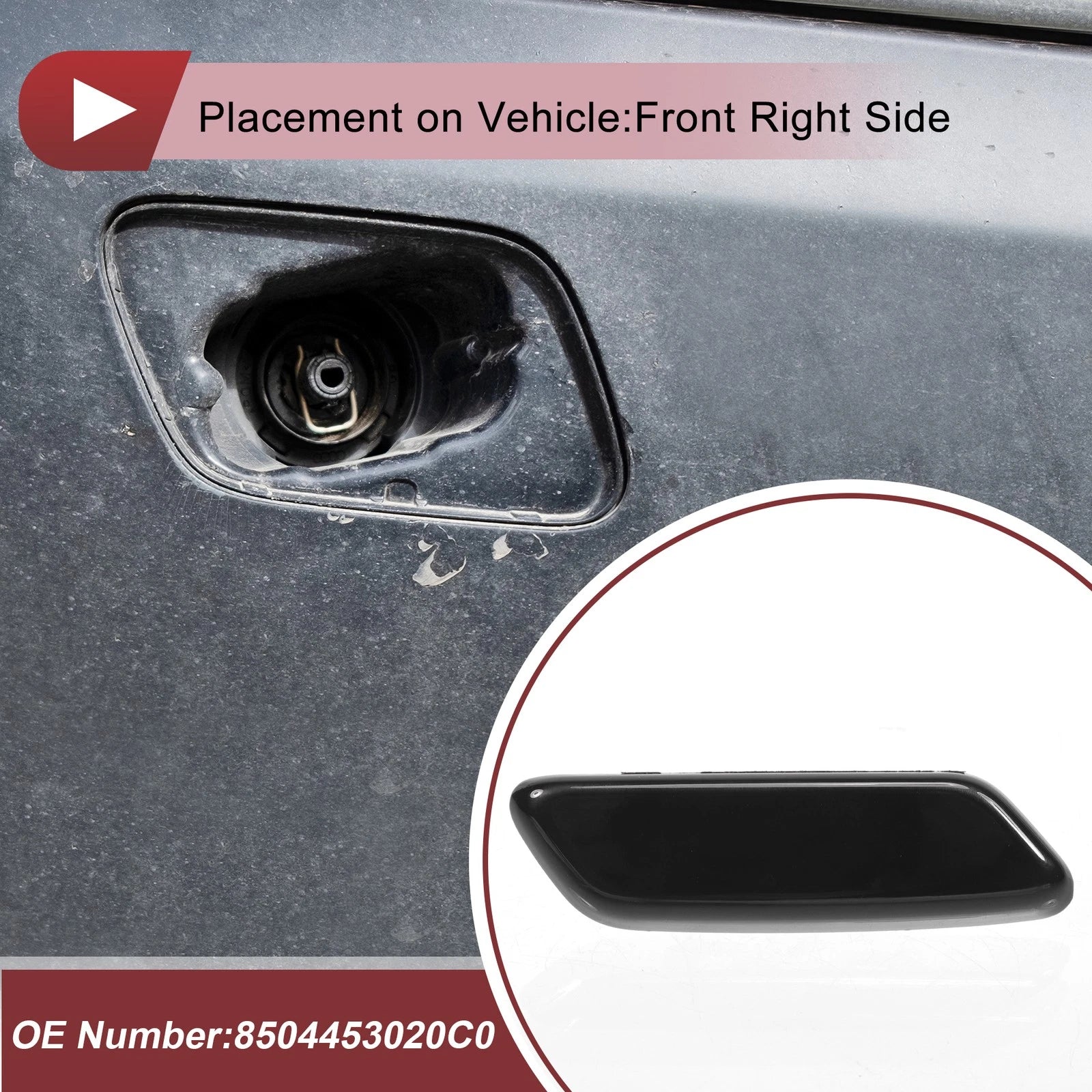 Front Right Washer Nozzle Cover Cap for Lexus IS250 (2009–2010) 1 Pcs Black