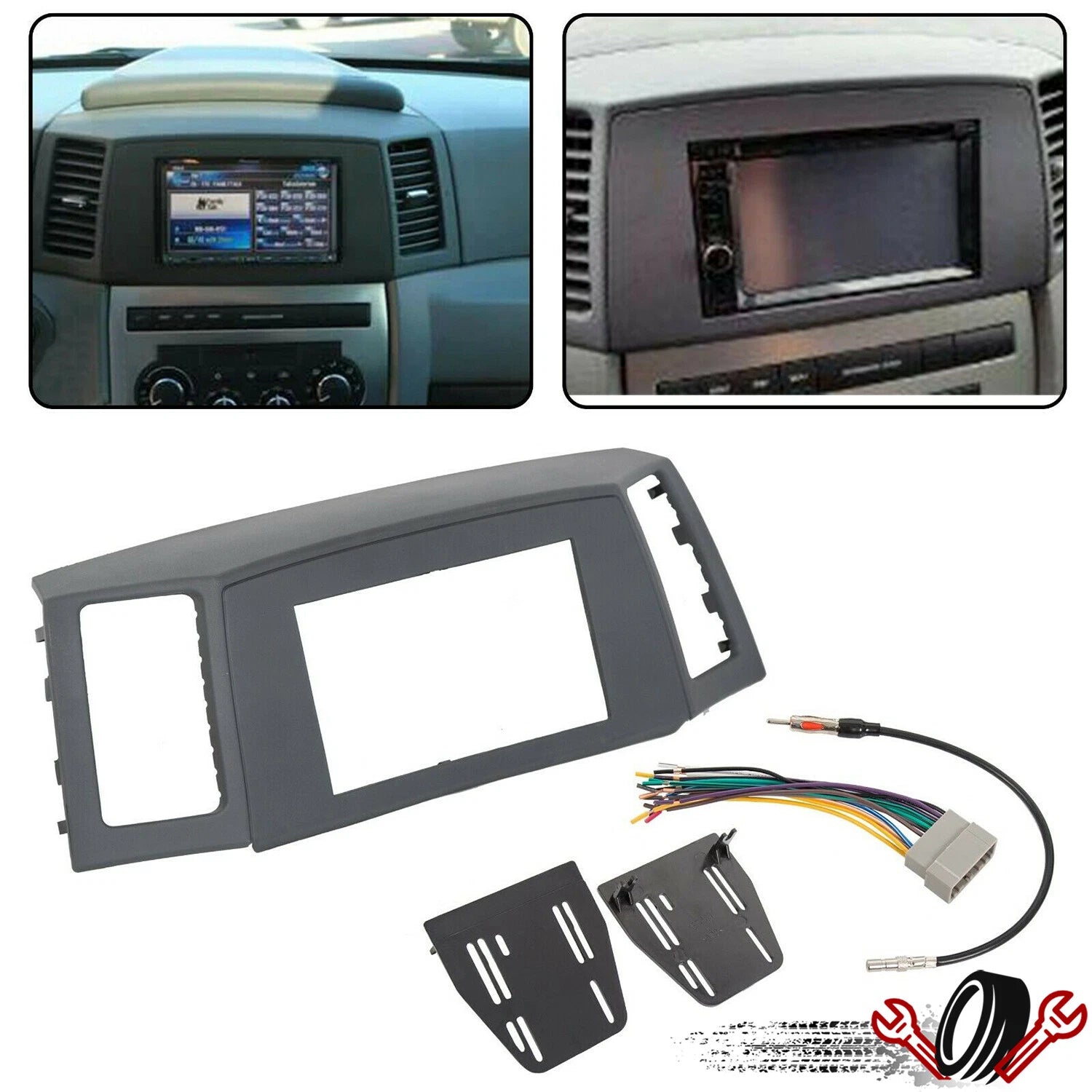 Double Din Radio Dash Install Kit for Jeep Grand Cherokee (2005–2007)