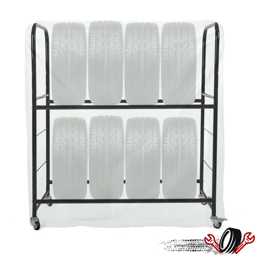 Adjustable Rolling Tire Rack for Garage Storage (Fits Most Vehicles)