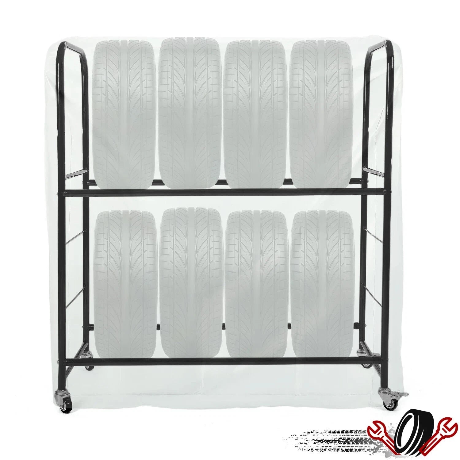Adjustable Rolling Tire Rack for Garage Storage (Fits Most Vehicles)