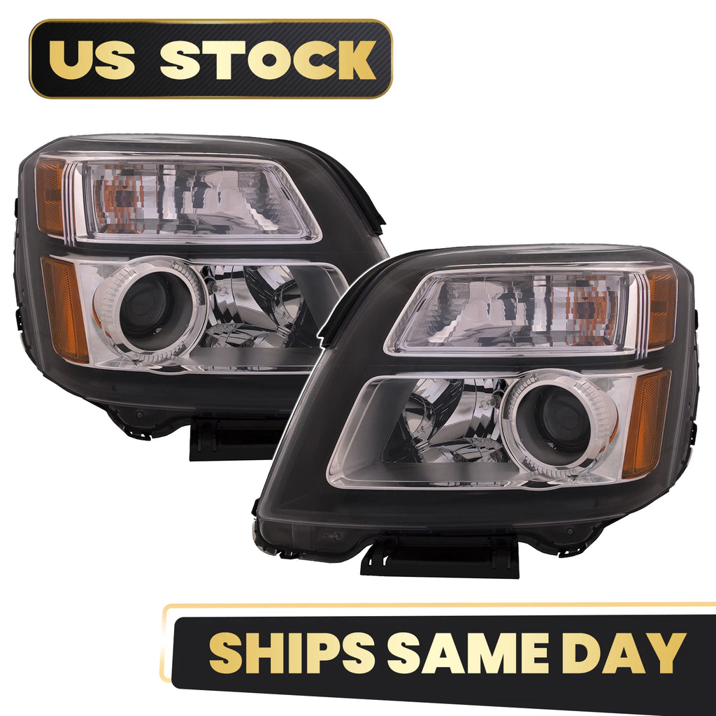 Set of 2 Halogen Headlights for GMC Terrain Denali (2013–2015) Black Bezel