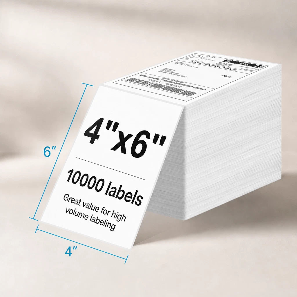 4" x 6" Direct Thermal Shipping Labels (10000 pcs) - Strong Adhesive