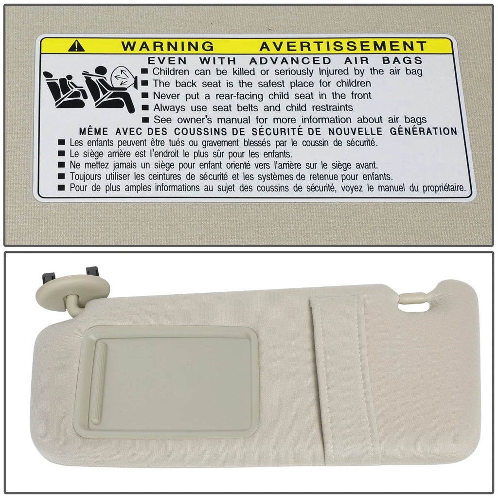 Left Driver Side Sun Visor for Toyota Camry (2007–2011) Beige OE Style