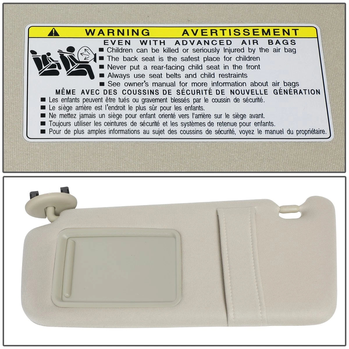 Left Driver Side Sun Visor for Toyota Camry (2007–2011) Beige OE Style