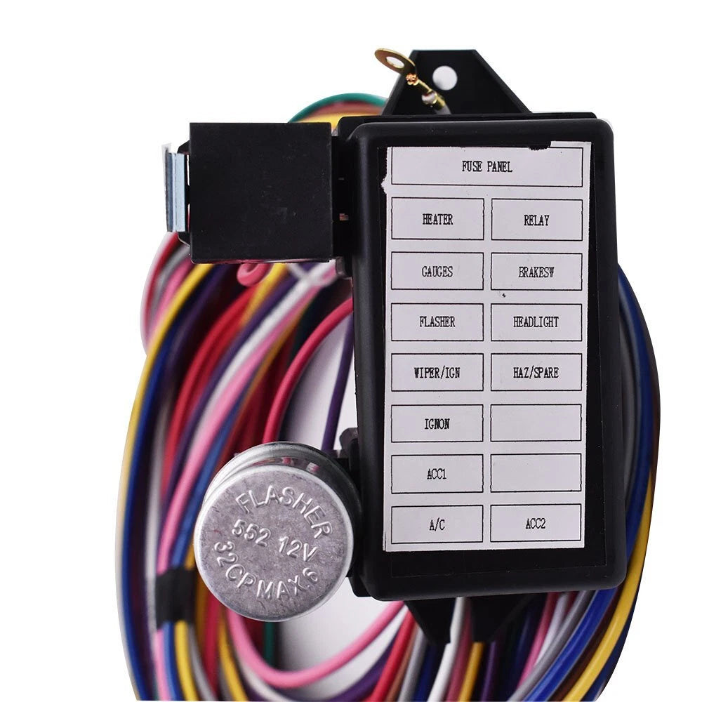12 Circuit Universal Wire Harness for Hot Rods (Universal)