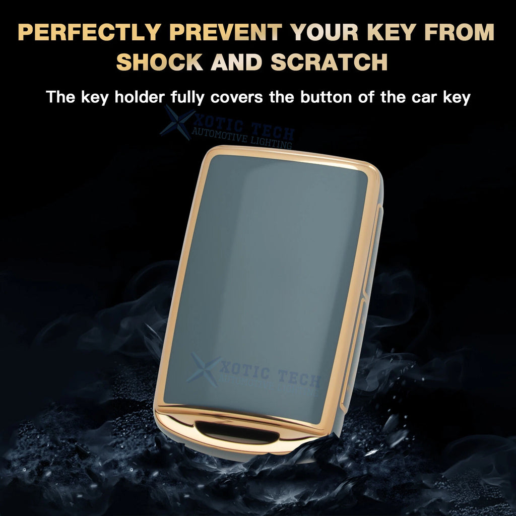2X Gray TPU Full Covered Remote Control Key Fob Cover for Mazda (2010-2021)