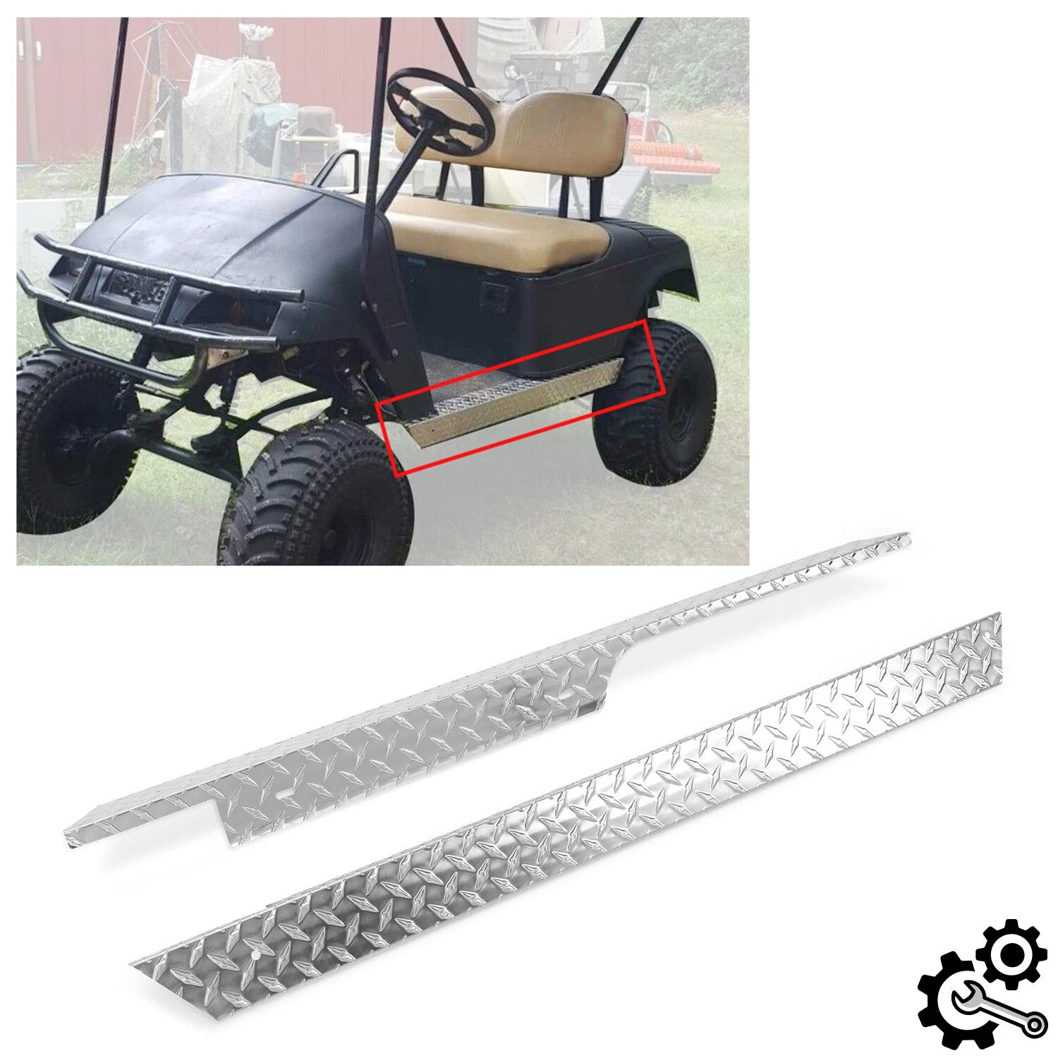 Aluminum Diamond Plate Rocker Panel Side Covers for EZGO TXT (1994–2013)