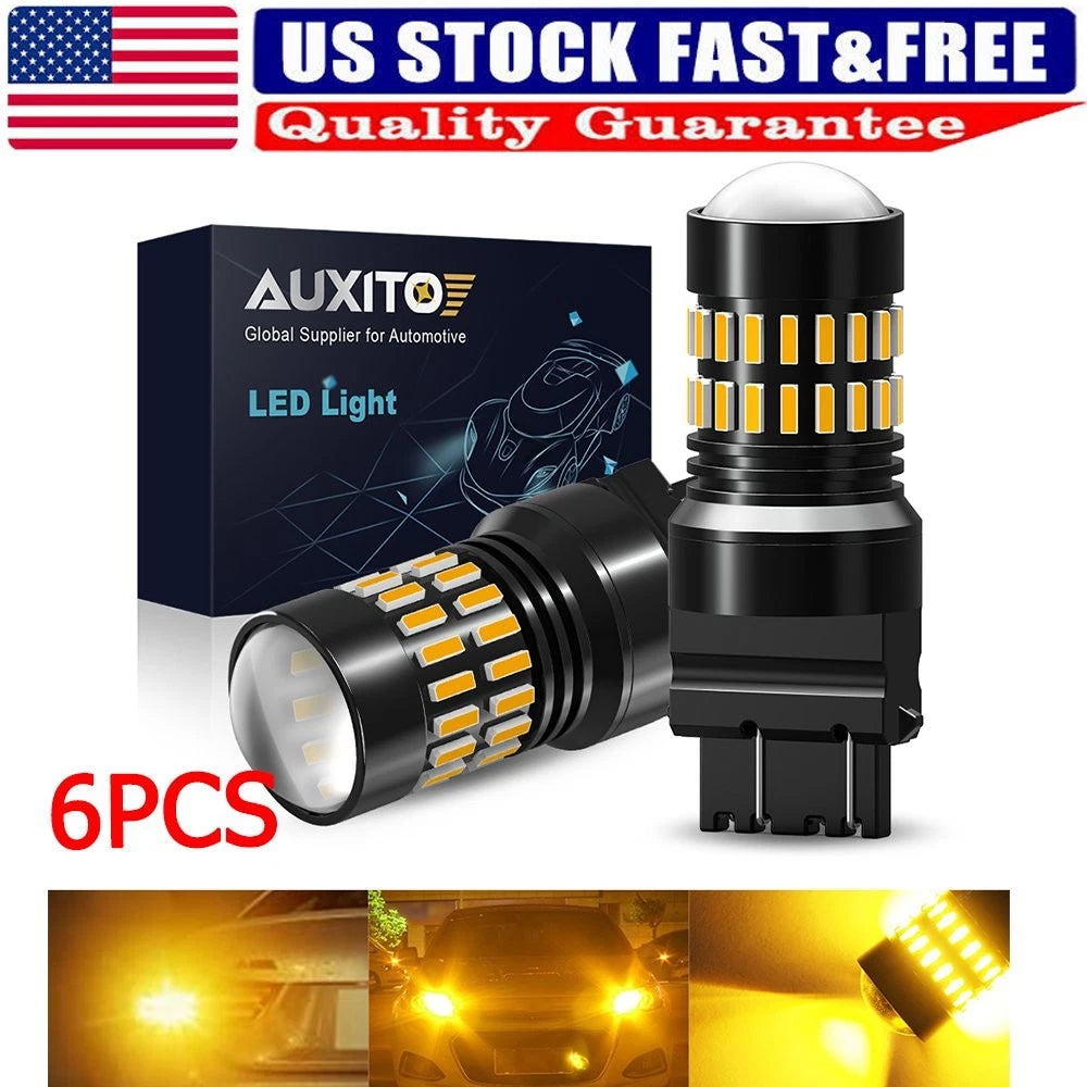 Set of 6 Amber 3157 3156 LED Turn Signal Blinker Bulbs for