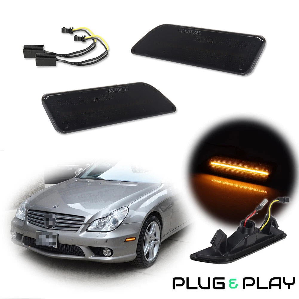 Smoke Lens Amber LED Side Marker Lights for Benz W219 CLS550 CLS63 AMG