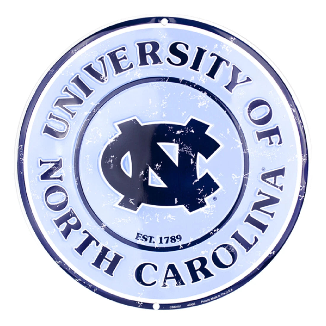 12" Round Metal Sign for North Carolina Tar Heels (University)