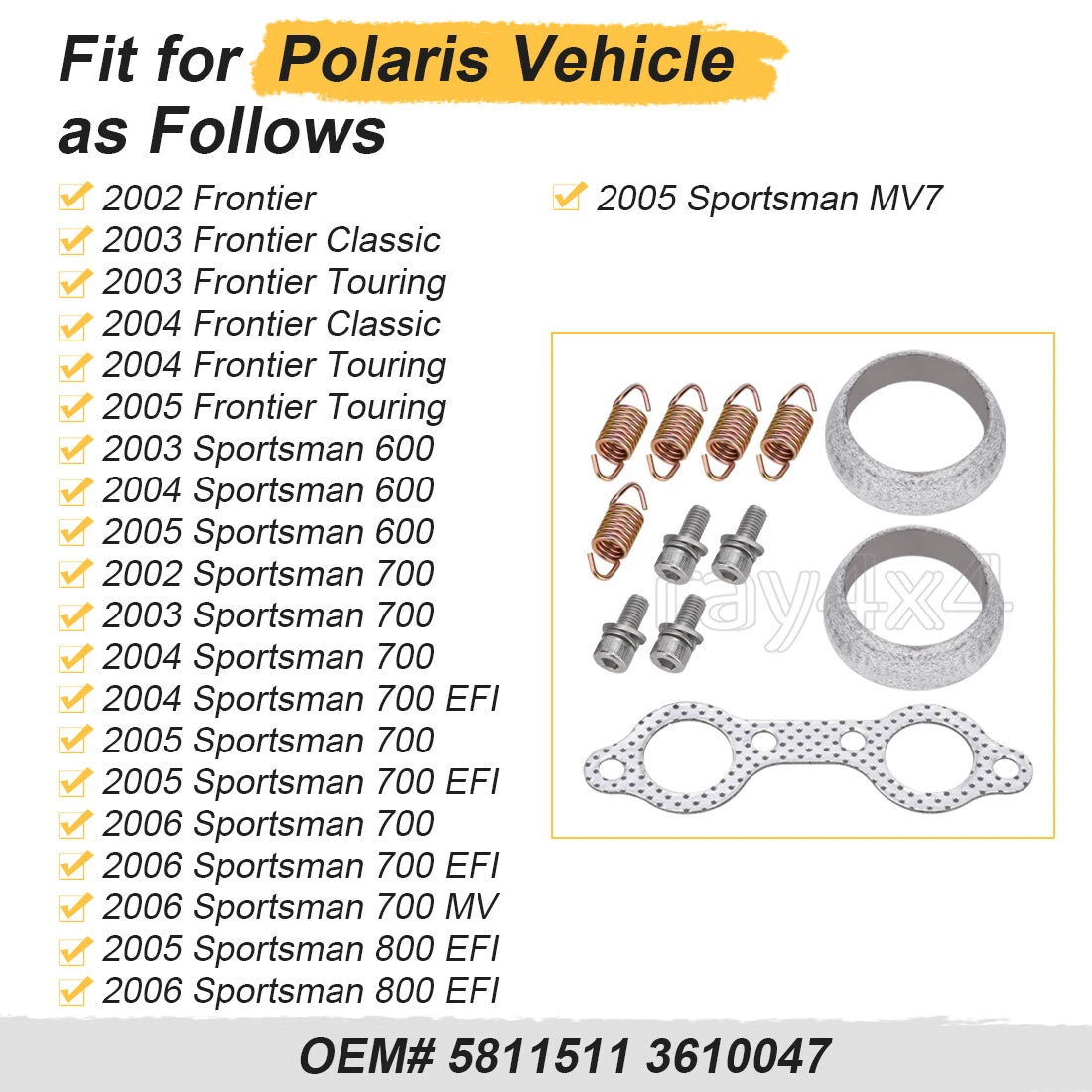 Exhaust Gasket & Spring Rebuild Kit for Polaris Sportsman 700 Twin (2002–2006)