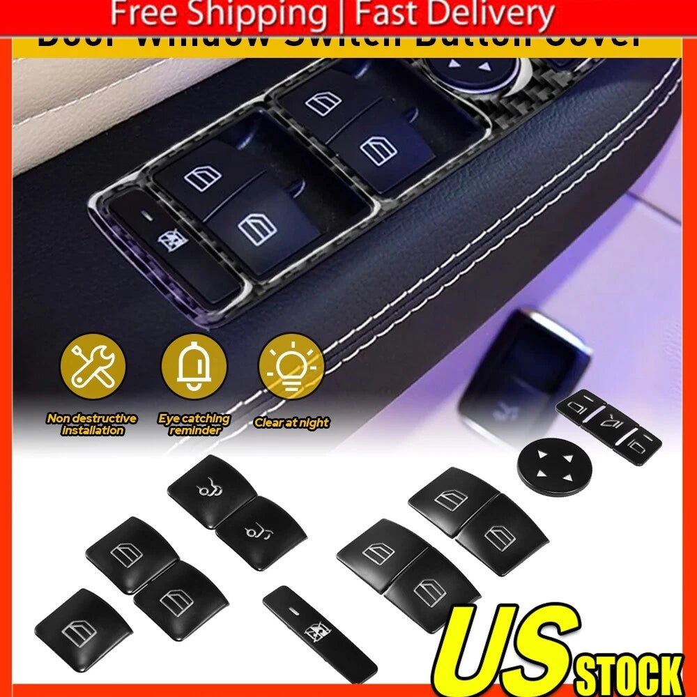Set of 14 Door Window Switch Button Stickers for Mercedes-Benz GLA250 (2014â2017)