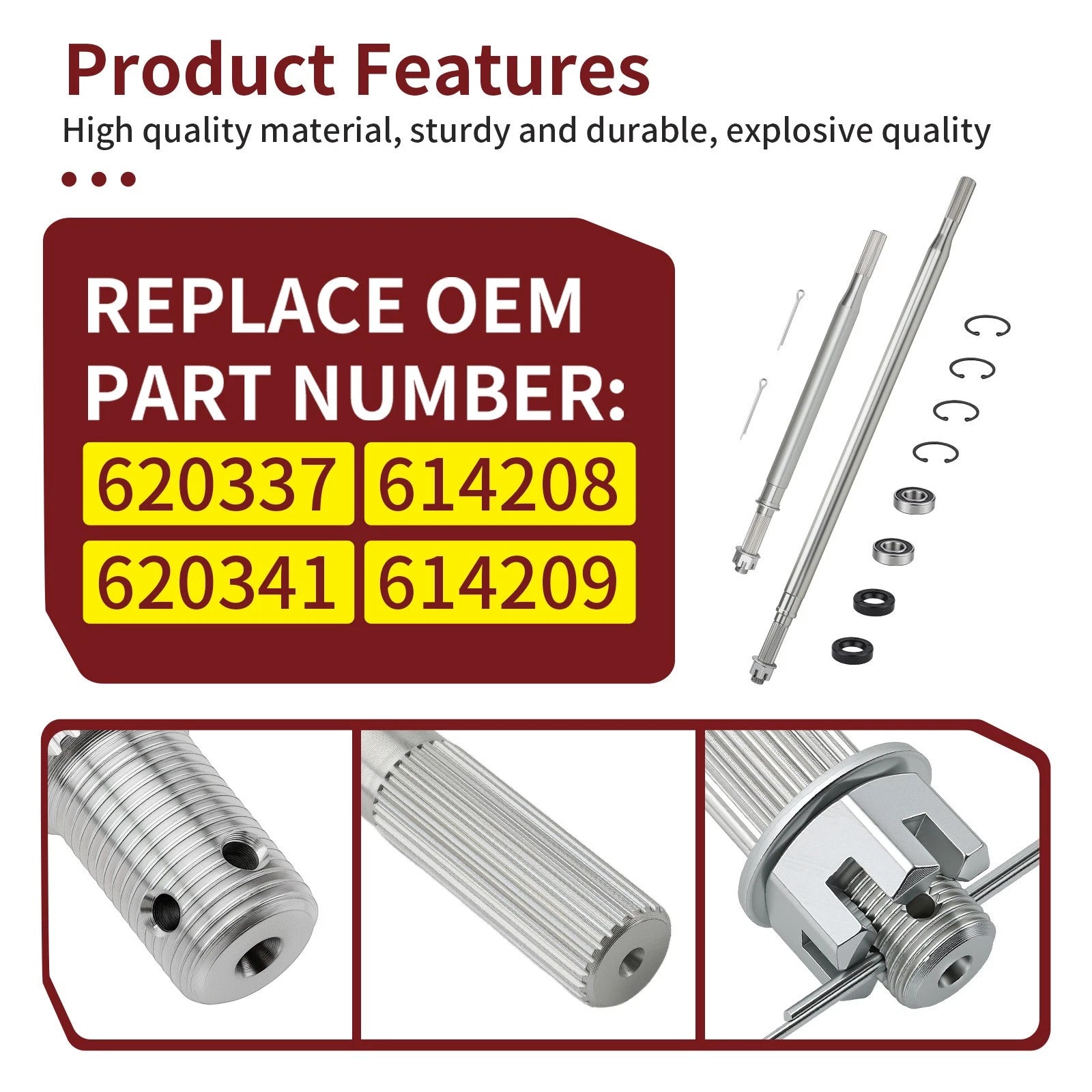 Rear Axle Shaft + Seal Set for EZGO RXV Electric (2008–Present) 620337 614208 620341 614209