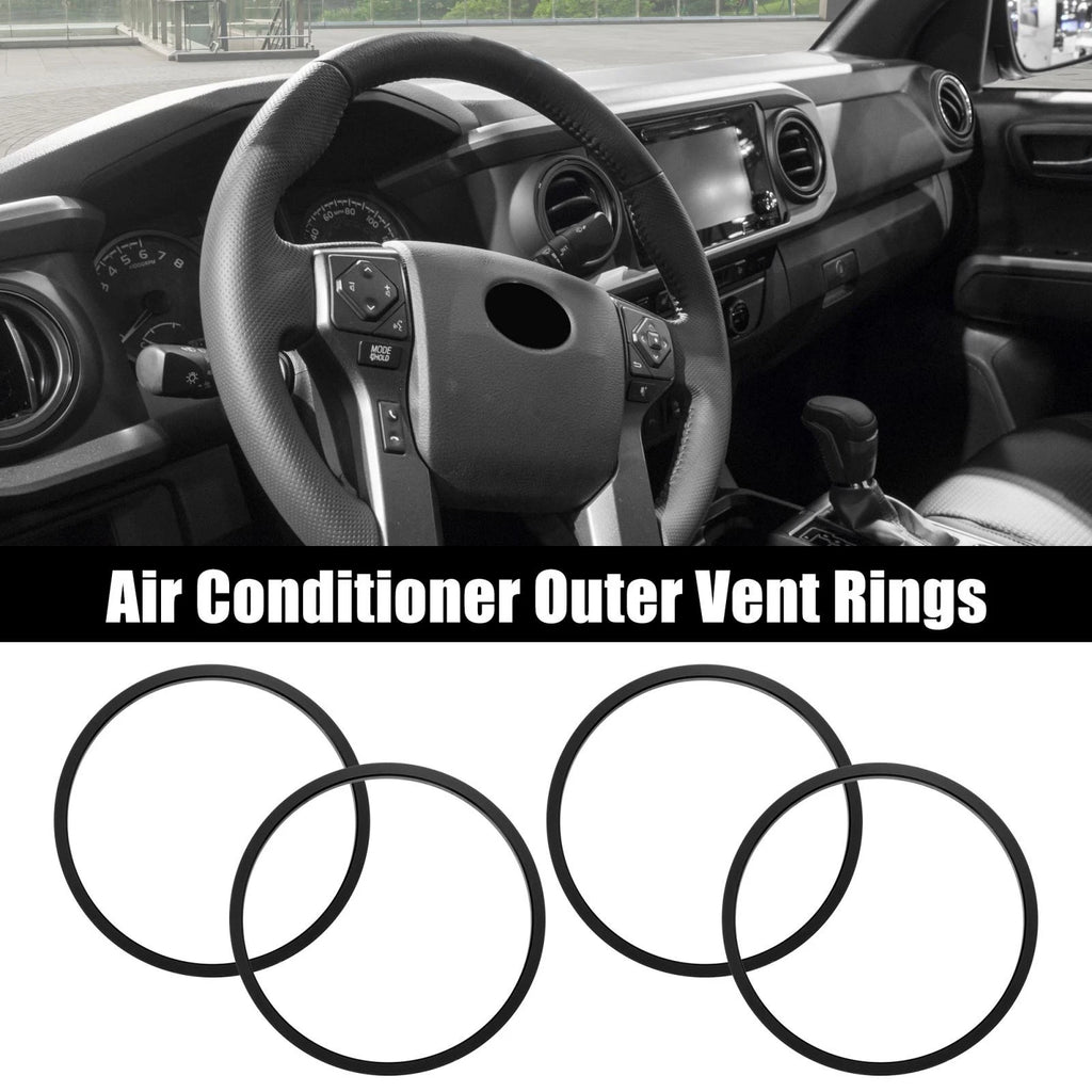 Set of 4 AC Outer Vent Rings Trim Covers for Toyota Tacoma (2016–2022) Black