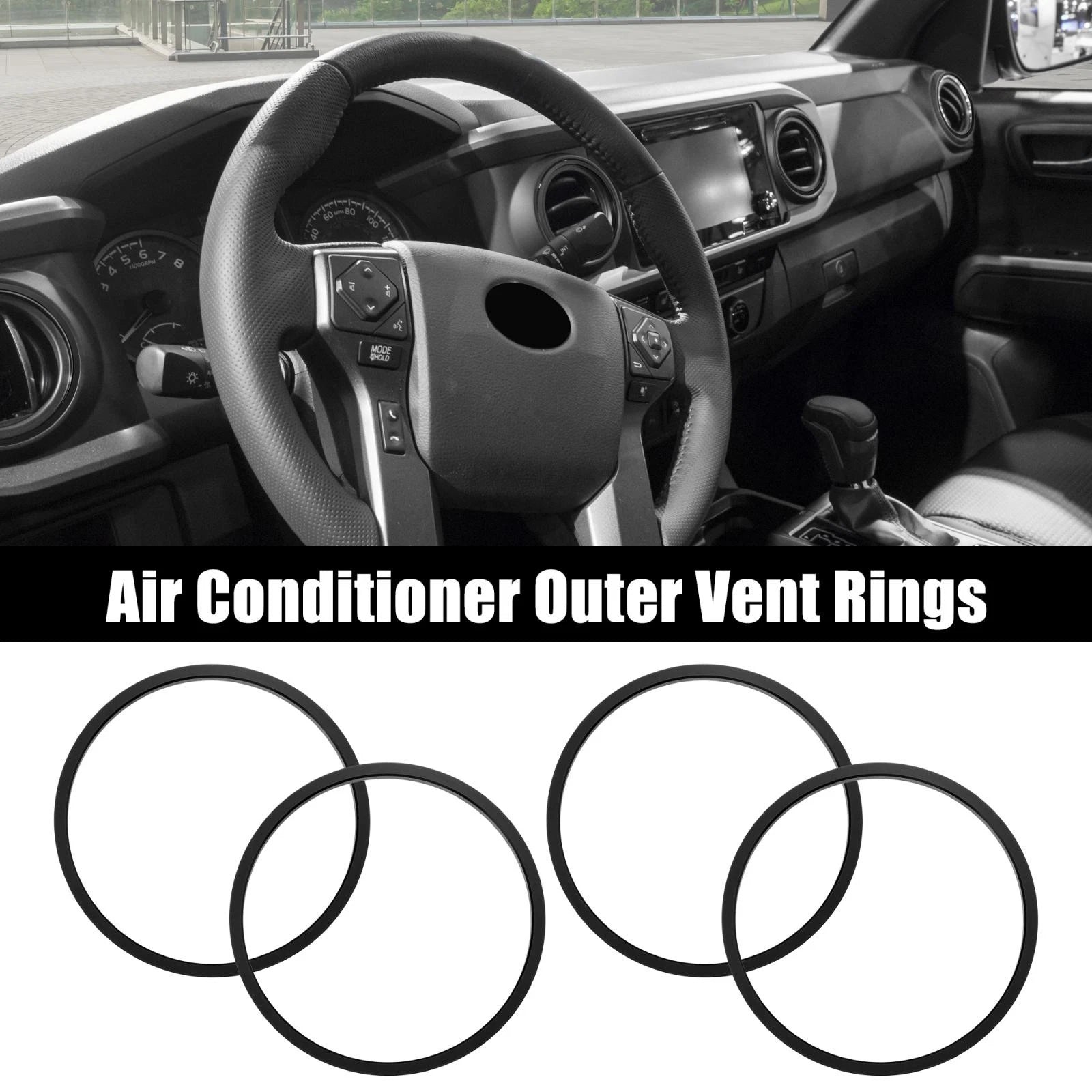 Set of 4 AC Outer Vent Rings Trim Covers for Toyota Tacoma (2016–2022) Black
