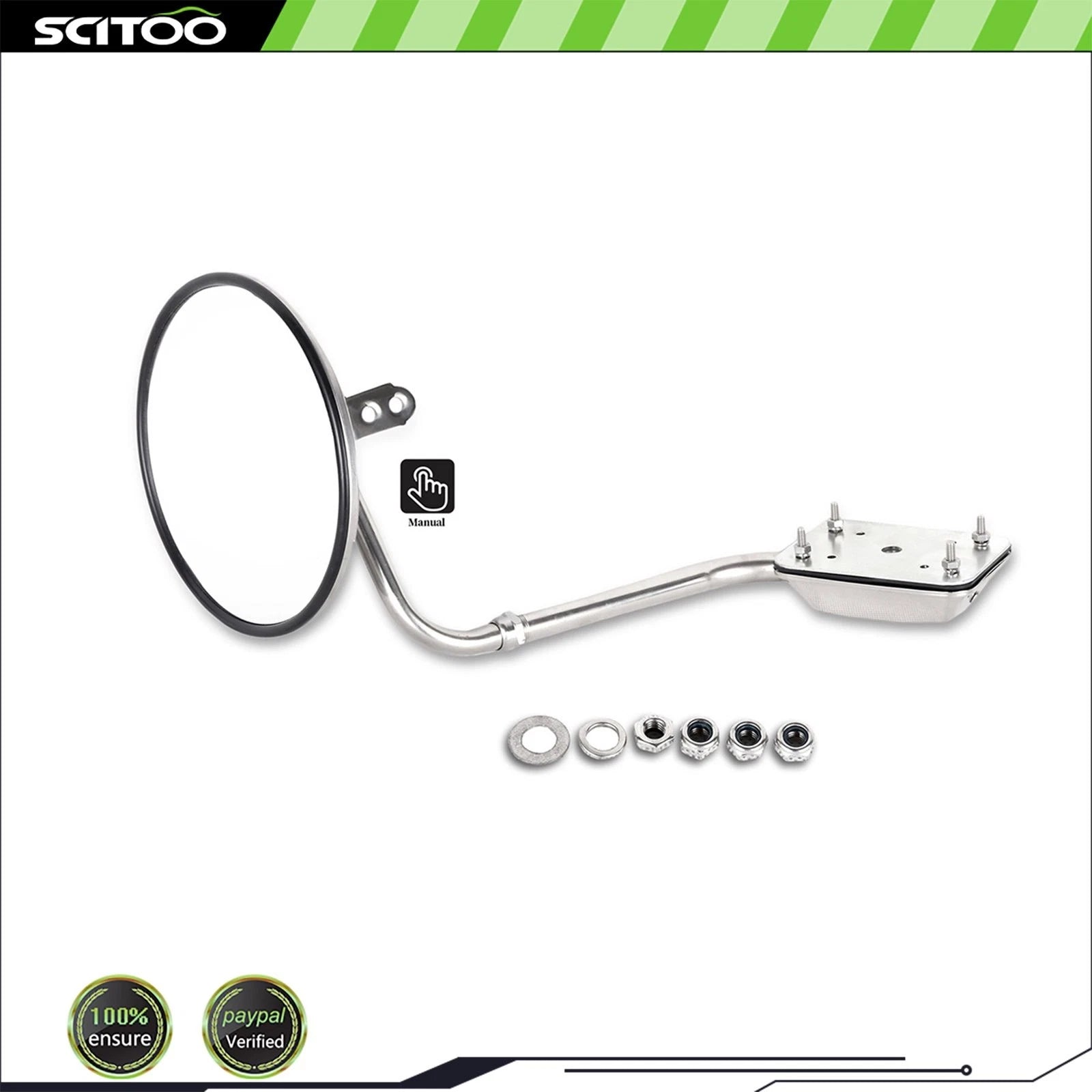 Driver LH Side Manual Stainless Steel 8" Round Mirror for