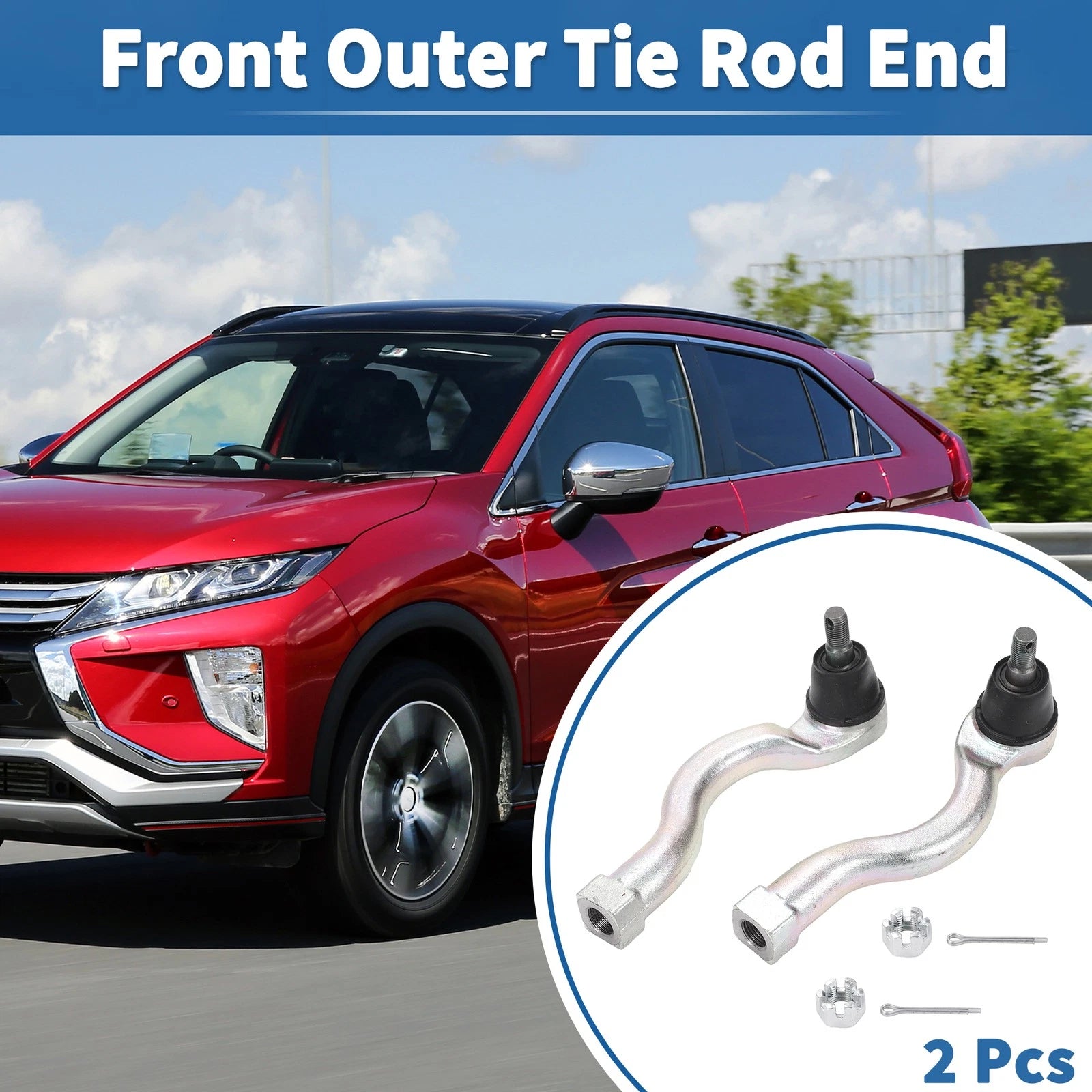 2X Front Outer Tie Rod Ends for Mitsubishi Montero (2001–2006) No. ES800448