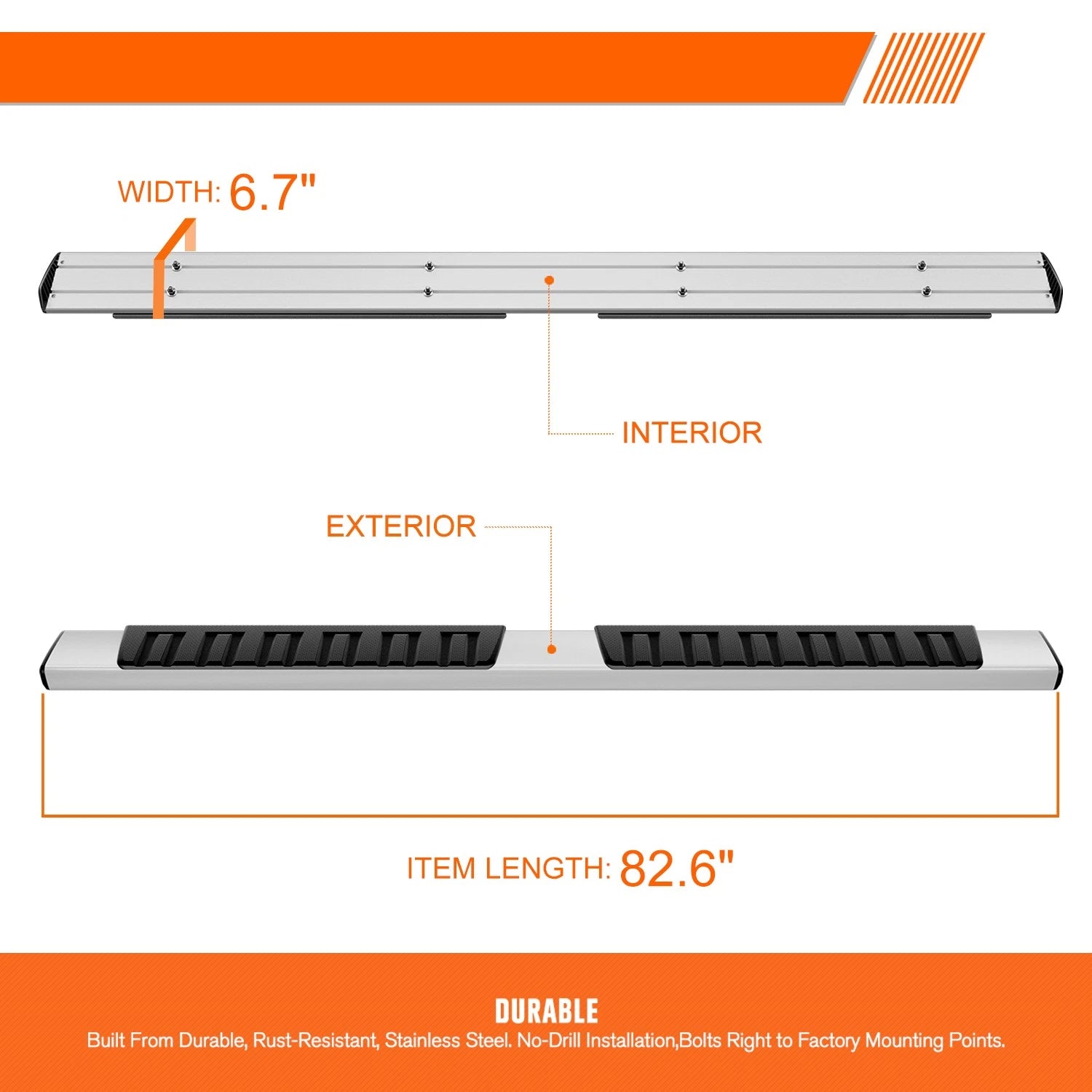 6" Side Step Nerf Bar Running Board for Chevy Silverado/GMC Sierra (2007–2019)