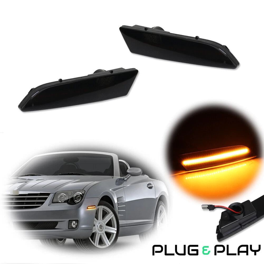 Smoked Lens Amber LED Side Marker Lights for Chrysler Crossfire (2004–2008)