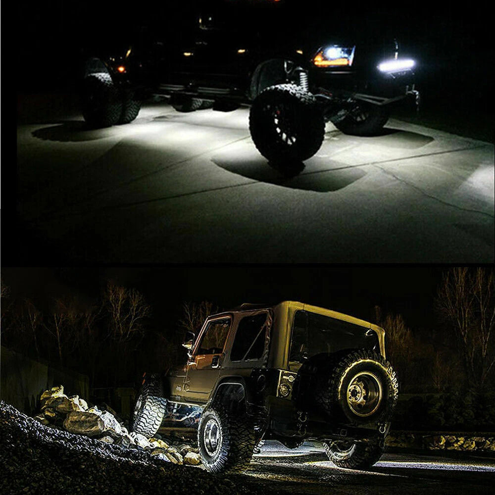 10 Pcs White LED Rock Strip Underbody Wheel Light for Offroad Truck ATV
