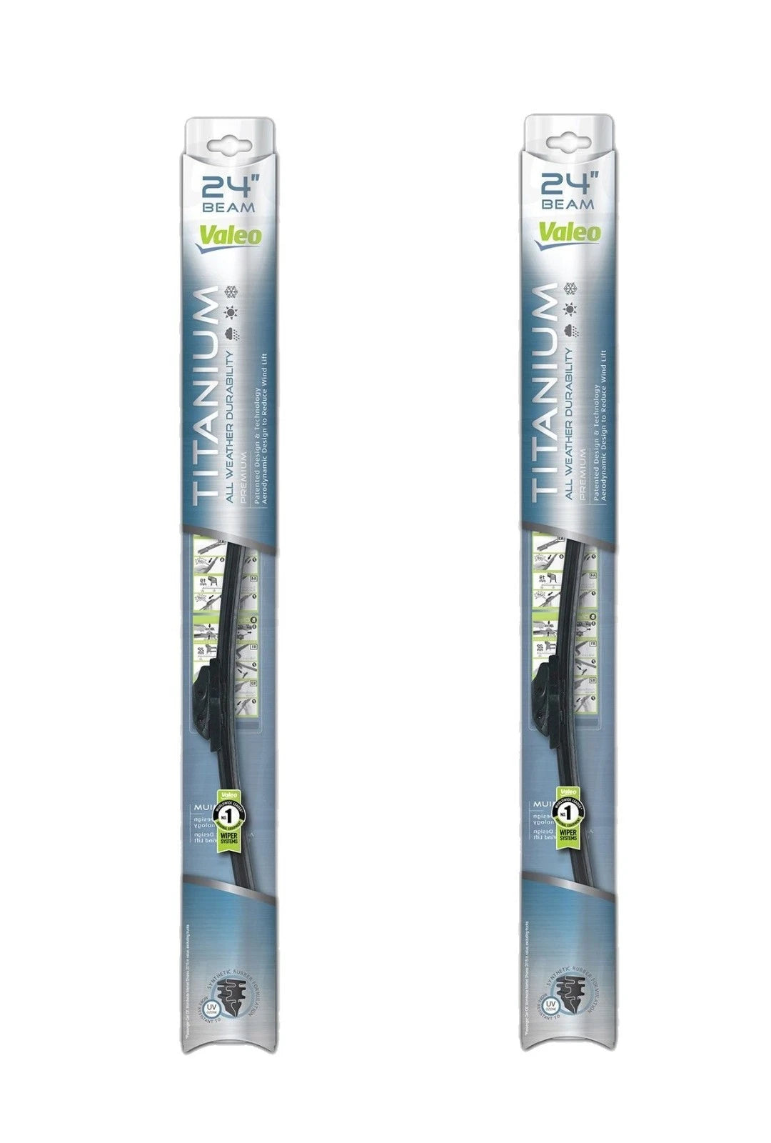 Set of 2 Valeo 24" Windshield Wiper Blades for BMW, Chevy, MB, VW, Volvo