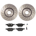 Brembo Front Brake Kit with Low-Met Pads & Drilled Disc Rotors for Mercedes W220 (1999–2006)