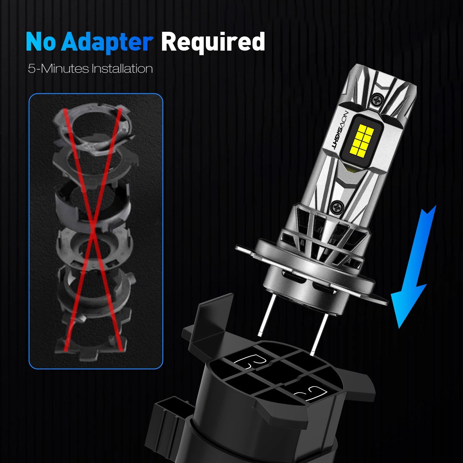 H7 LED Headlight Bulbs Kit for NOVSIGHT (18000LM, 6500K)