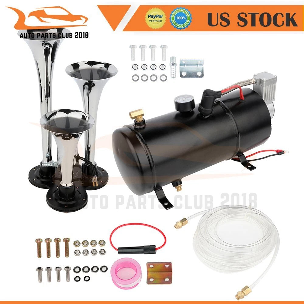 3X Loud Trumpet Train Horn with 12V Air Compressor for Car Truck
