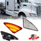 LED Front Cab Amber Side Marker Turn Signal Lights for Kenworth T660 (2004–2019)