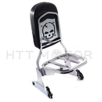 Chrome Skull Detachable Sissy Bar Backrest & Luggage Rack for Harley Softail