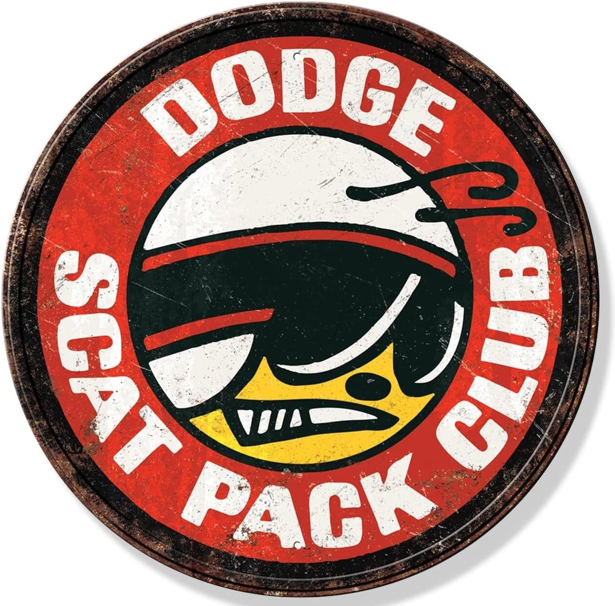 Dodge Scat Pack Metal Round Sign 12” for Mopar HEMI (#2834)