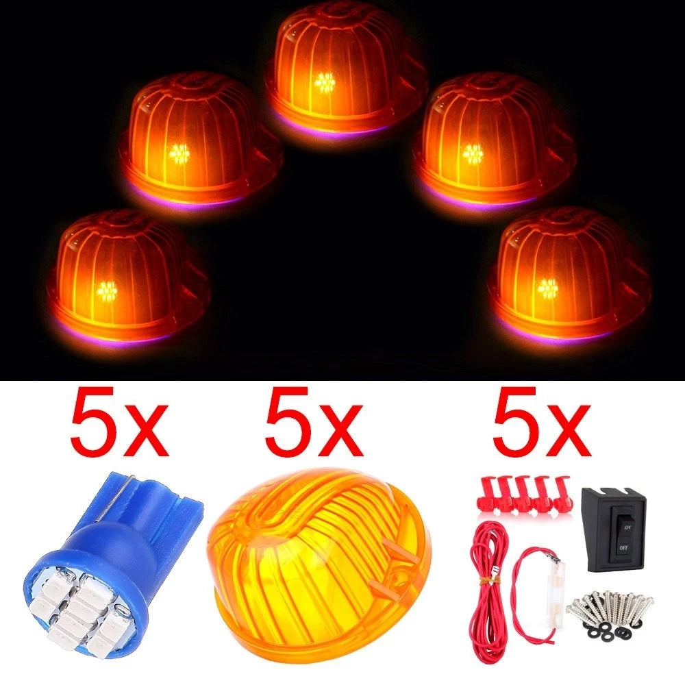 5X Round Amber Roof Marker Running Light Cover for Chevrolet
