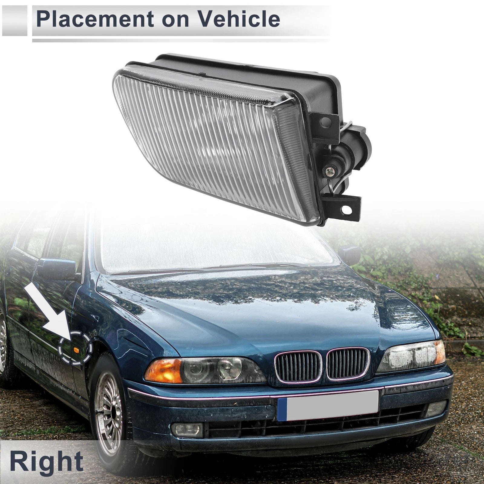 Right Front Bumper Side Marker Light Cover for BMW E39 Z3 (1997–2002) No. 63178360576