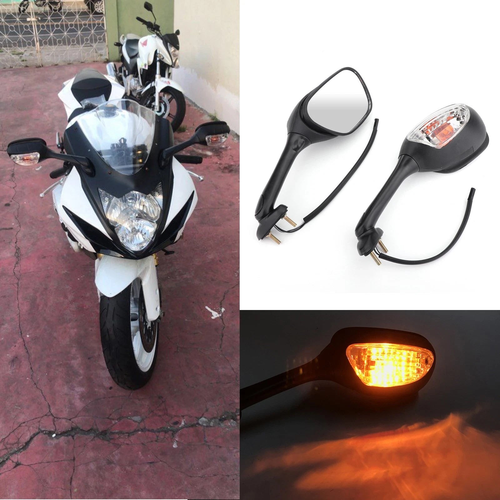 Rearview Mirrors w/Turn Signals for Suzuki GSXR600 GSX-R750 GSXR1000 (2002–2015)