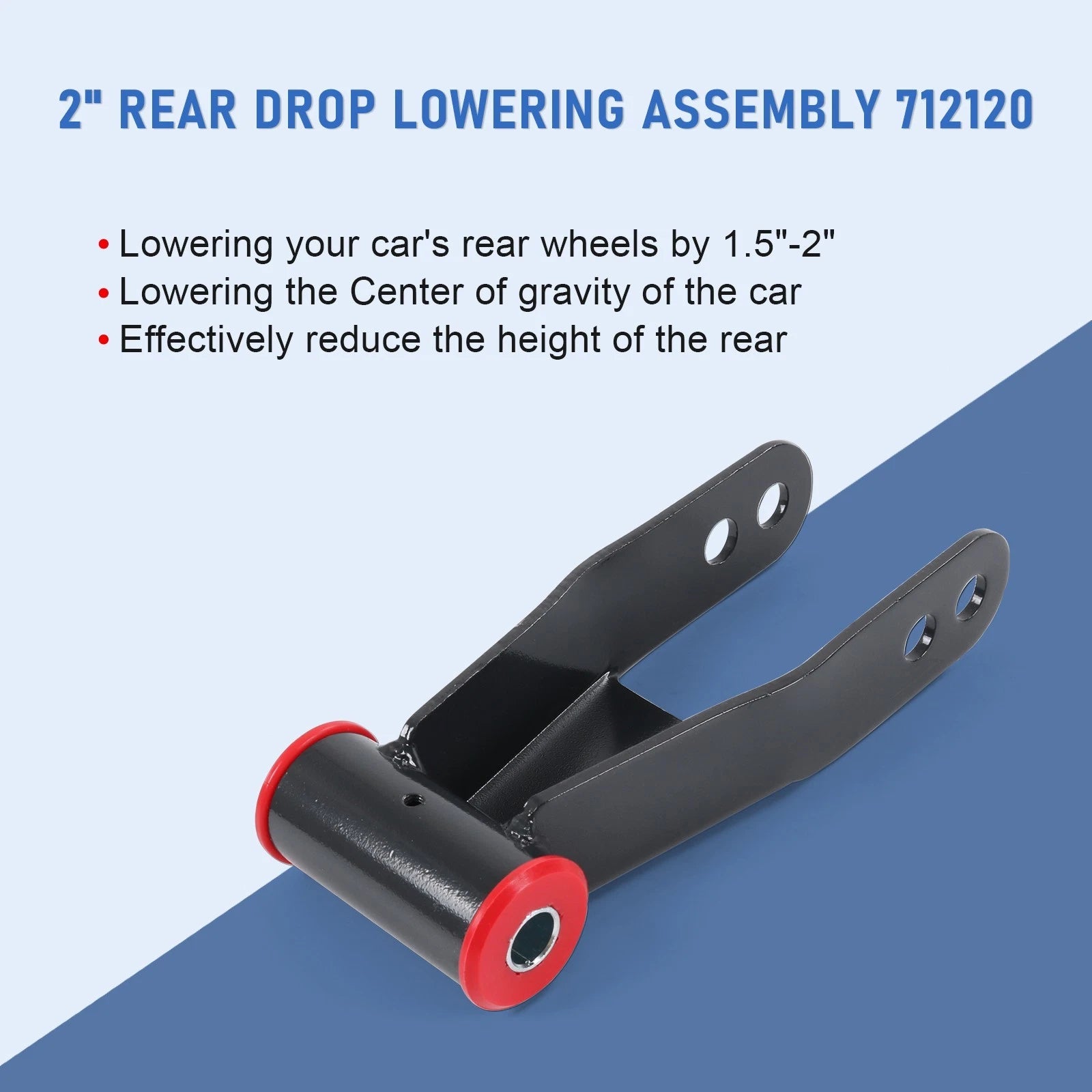 2" Rear Drop Lowering Shackle Kit for Chevy Silverado GMC Sierra 1500 (2019-2024)